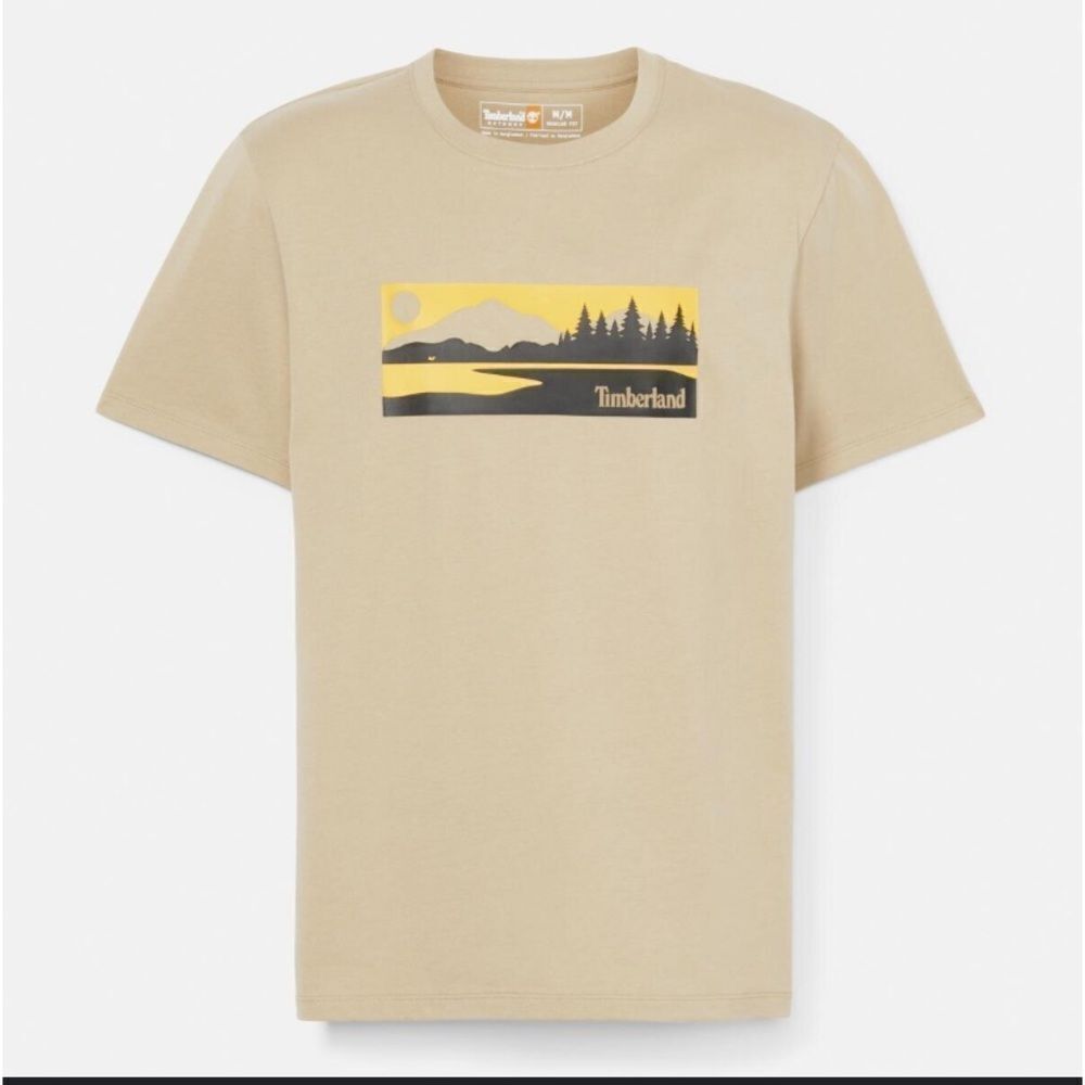 Timberland Nature Graphic Short Sleeve Tee Sz Medium Regular fit Lemon Pepper